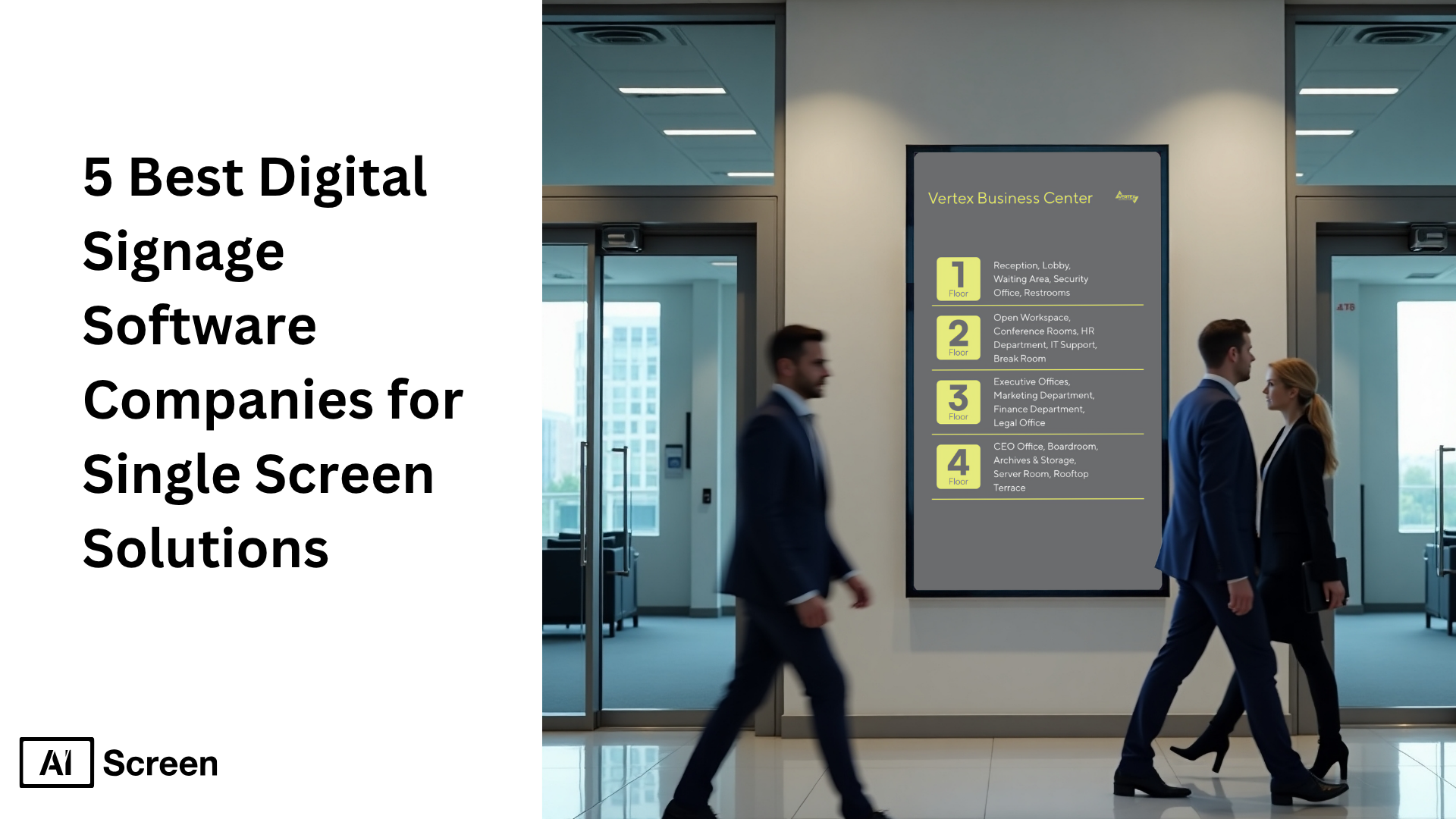 single screen digital signage software shown on business display