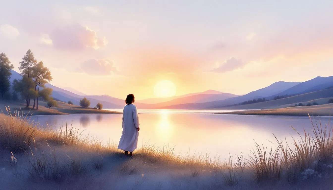 Eine biblische Szene, die Trost und Hoffnung vermittelt, passend zu Trauersprüchen.