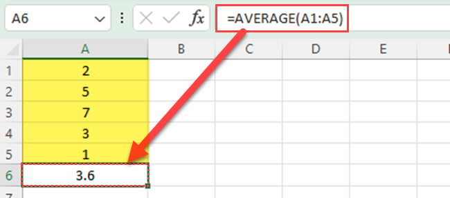 Excel AVERAGE function