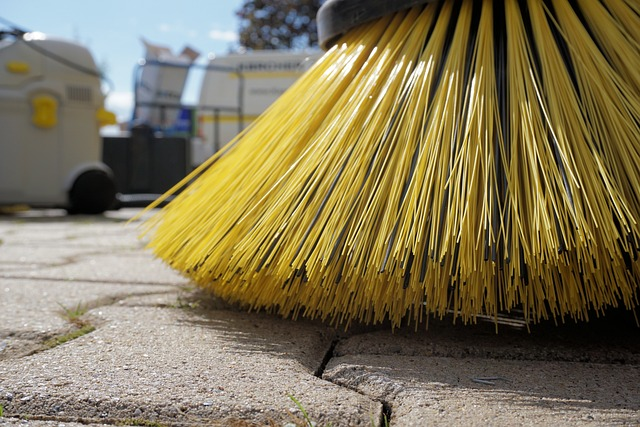 spring cleaning with a broom