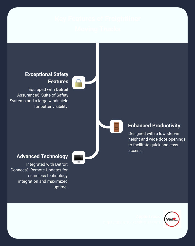 Key features of Freightliner moving trucks - freightliner moving truck infographic infographic-line-3-steps - gross vehicle weight rating