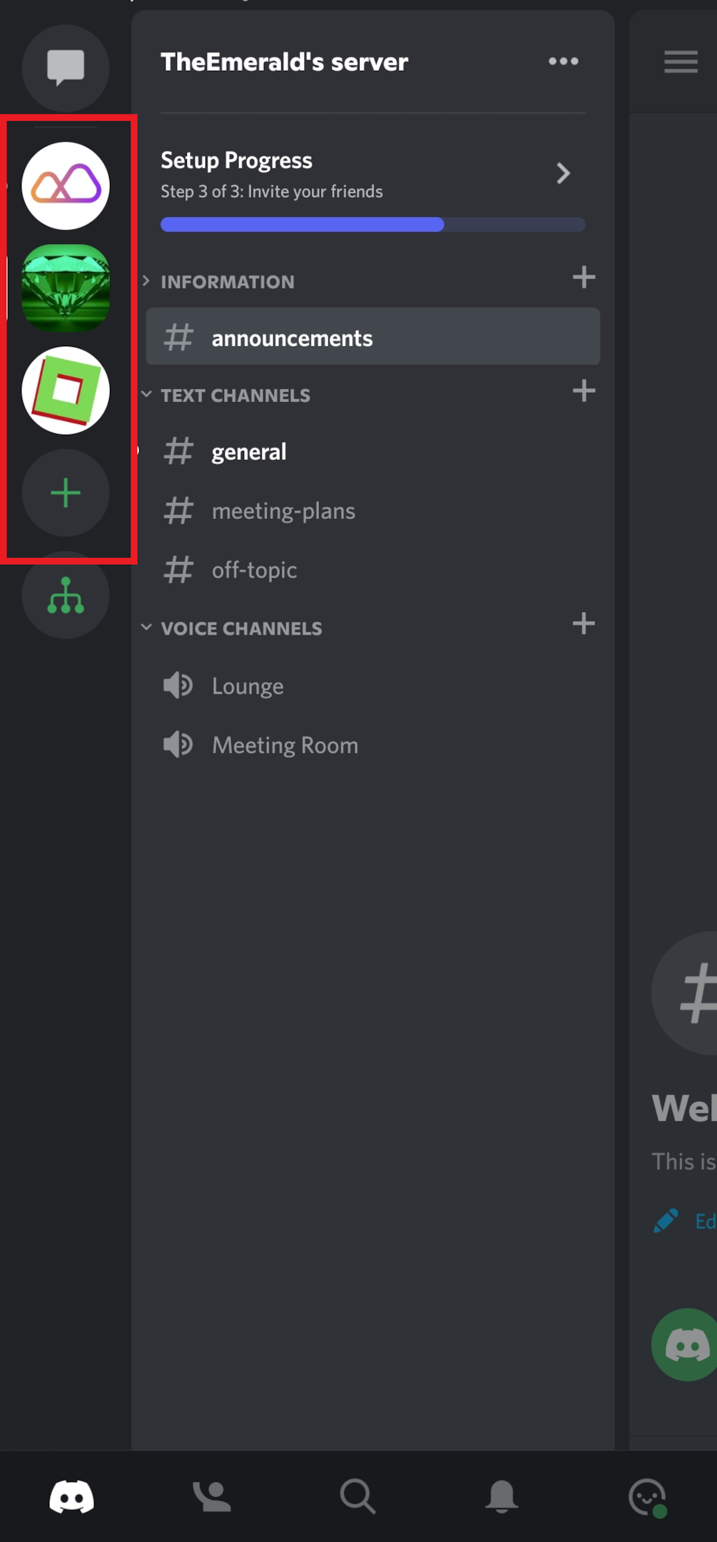 Discord Desktop - left sidebar