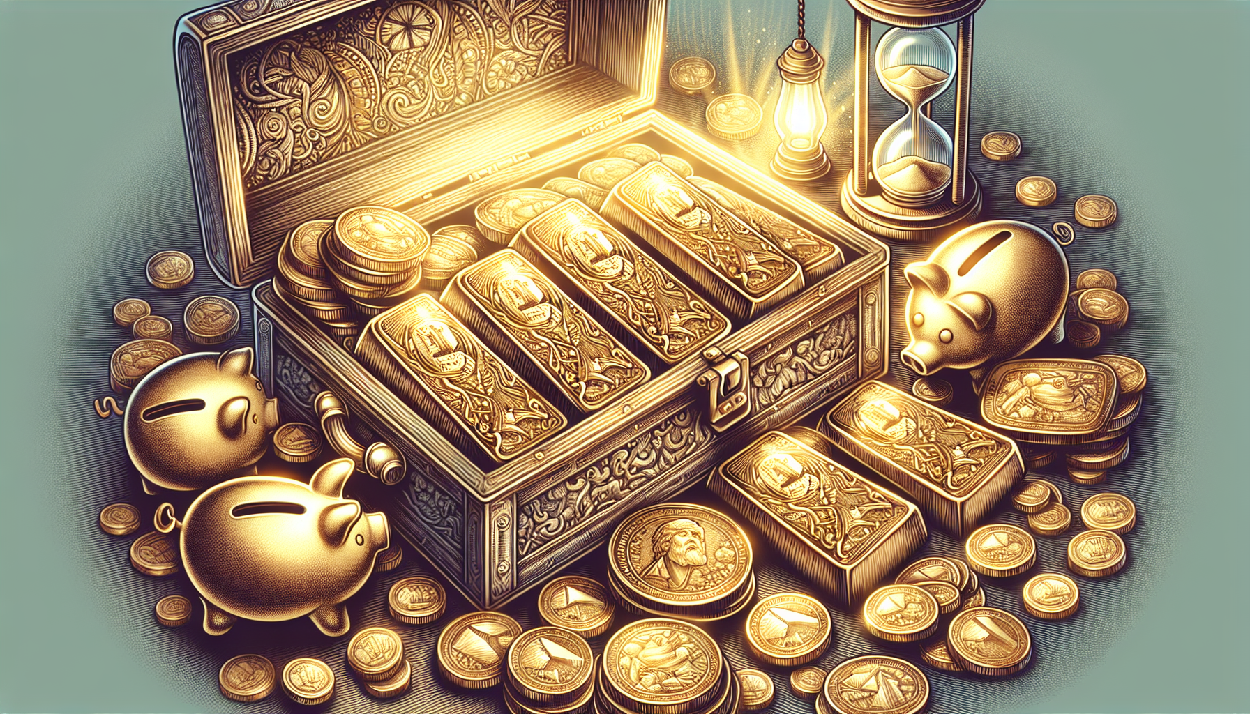 Illustration of gold bars and coins