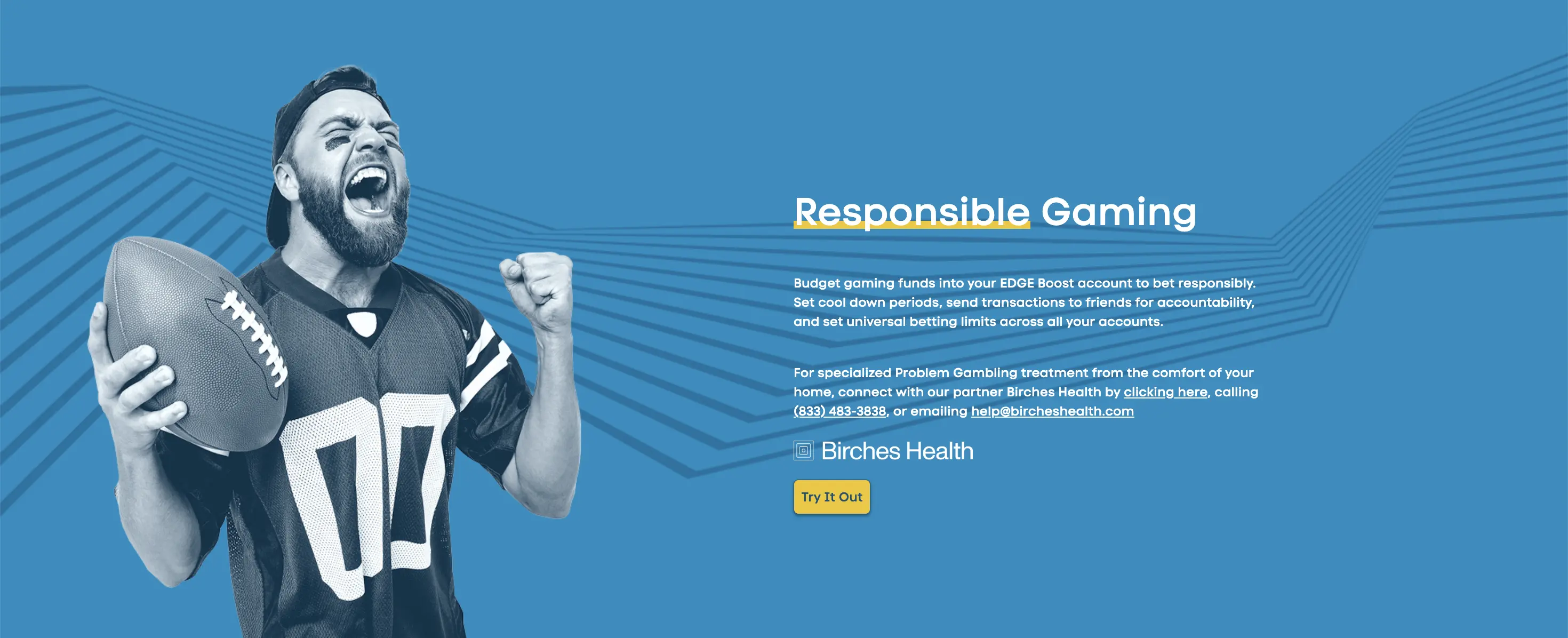responsible gambling section within edge boost's website
