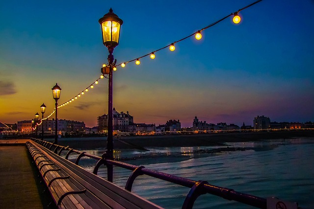 brighton pier, night, ocean