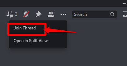Picture showing how to join an active Discord thread