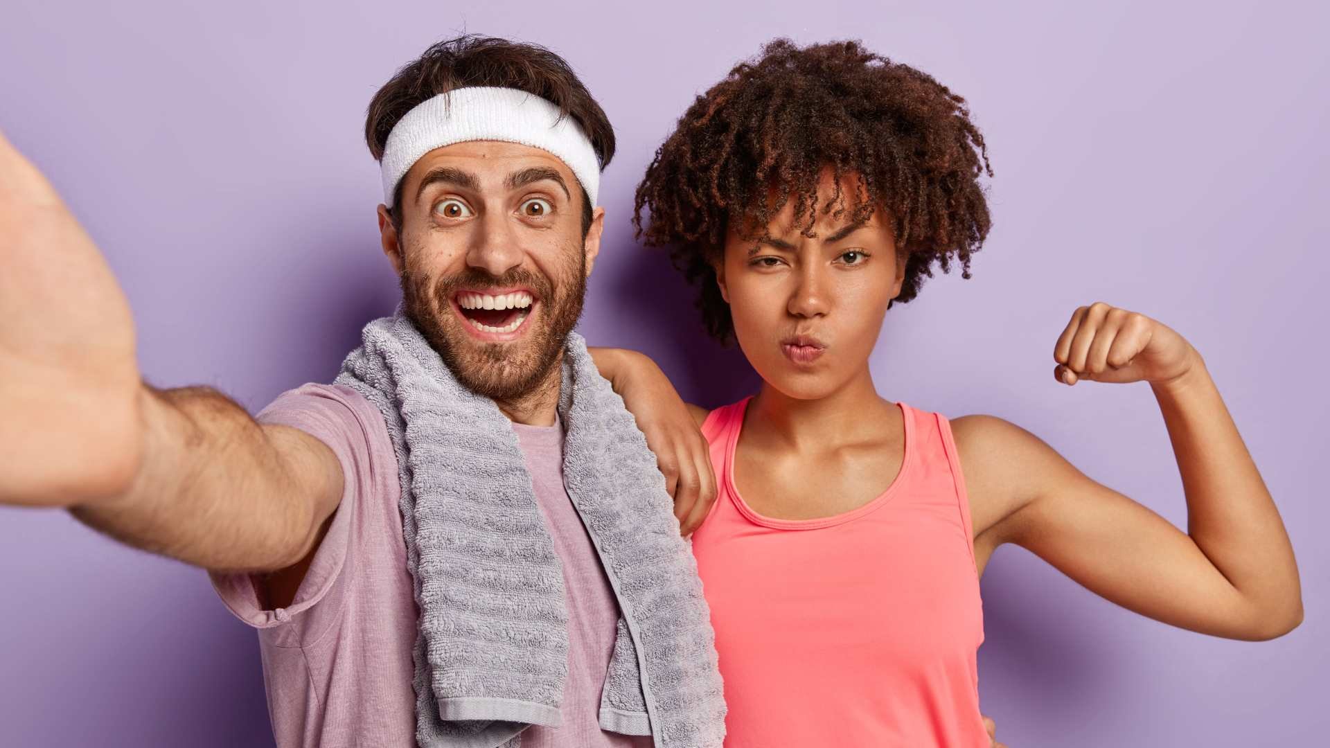 Top 10 Probiotics in South Africa - The Good Stuff with an energetic duo in workout attire posing for a fitness-inspired selfie.