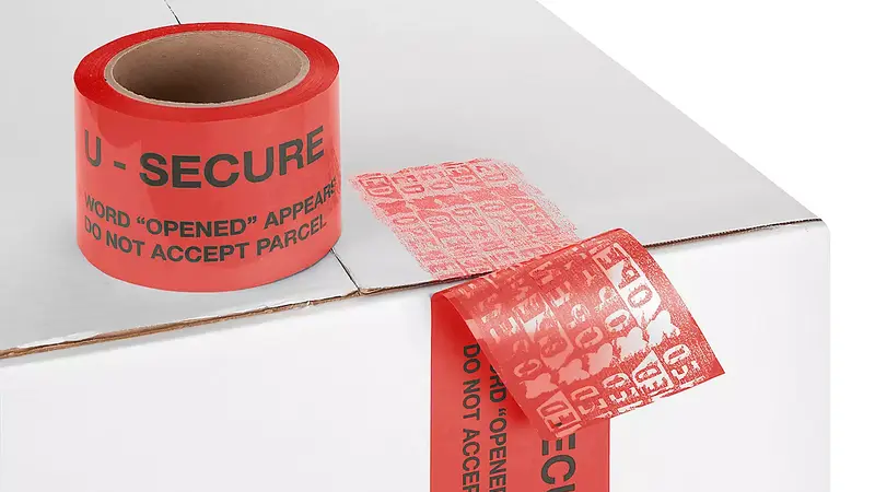 Red security tape label