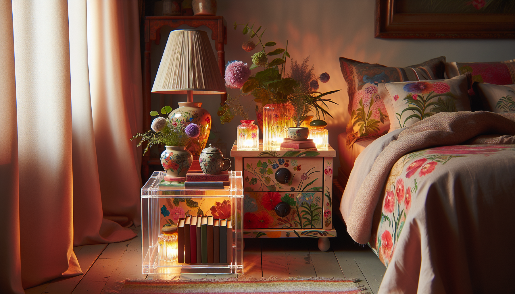 Vibrant and colorful nightstands
