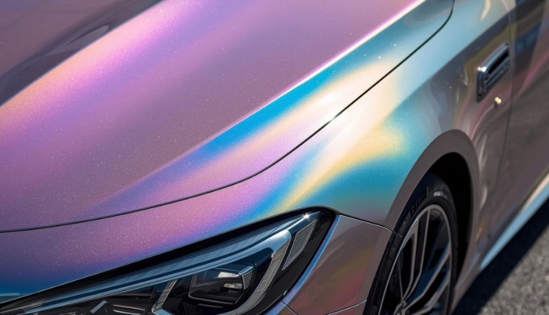 Iridescent vinyl wrap with matte look