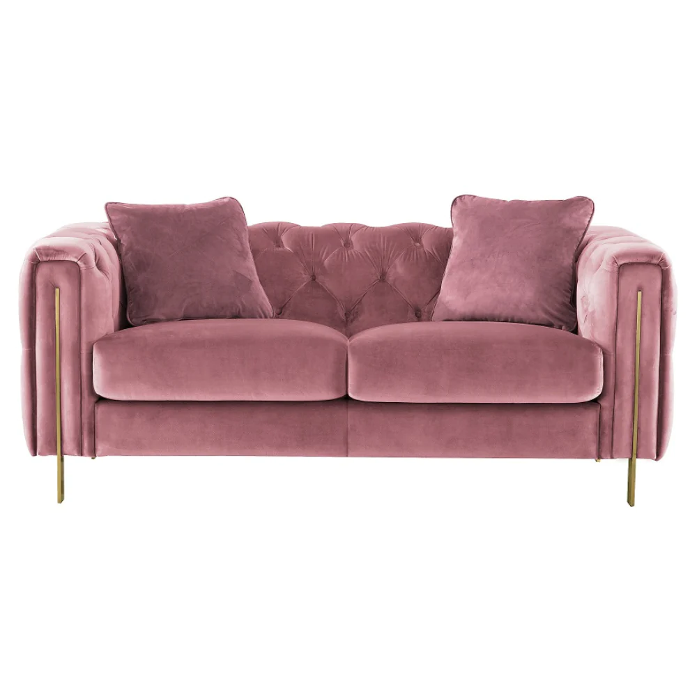 deep pink velvet sofa