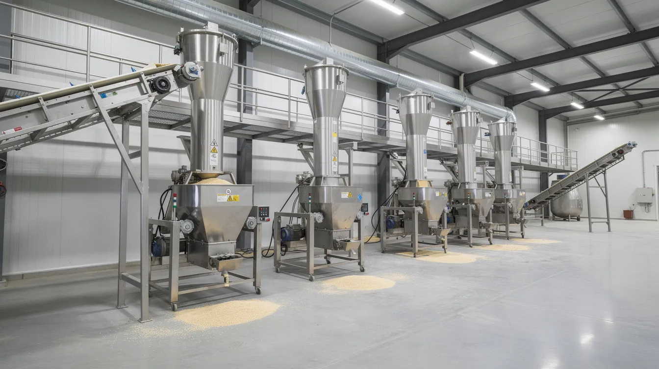4dbb0951 bfe6 4cf1 8673 1296530bcec8 The image depicts a large industrial rice milling facility featuring advanced machinery and conveyor systems designed for processing rice. This modern plant showcases various assets created for efficient operation, emphasizing the importance of bank finance and term loans to support the project's cost and expansion needs.