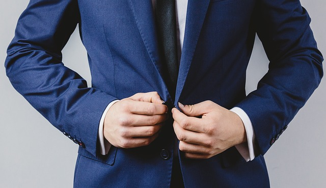 businessman, suit, button