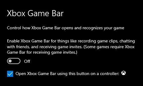 Disable Xbox game bar