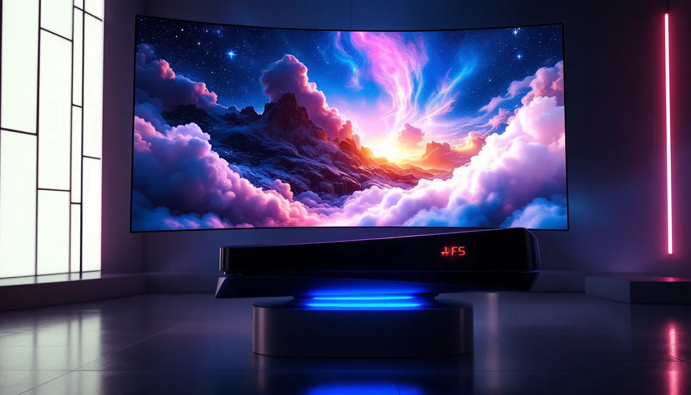 Ein Bild von der PS5, die Dolby Atmos unterstützt, mit einem Fokus auf den Bildschirm.