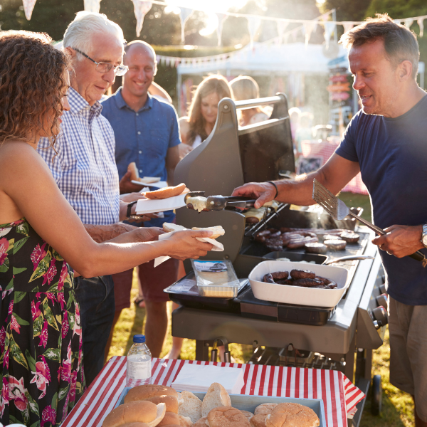 An image of a charity event with catered food in Sacramento.