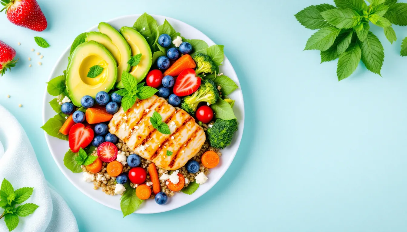 A balanced meal plate representing lifestyle changes for weight loss.