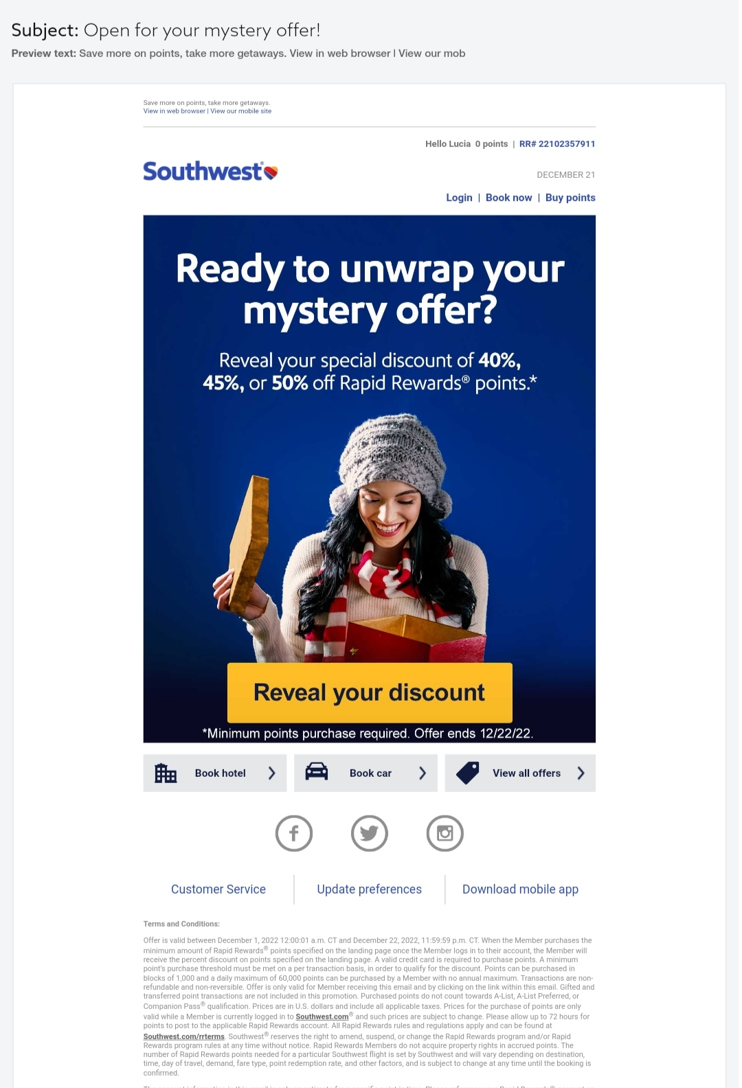 Southwest Airlines Email Marketing 