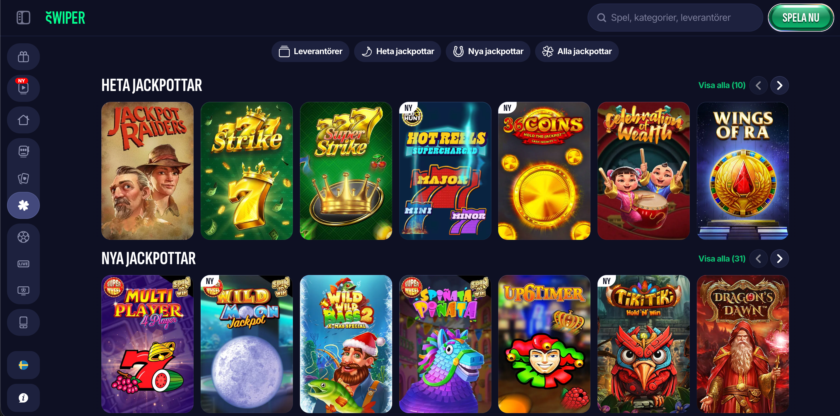 swiper casino jackpottar