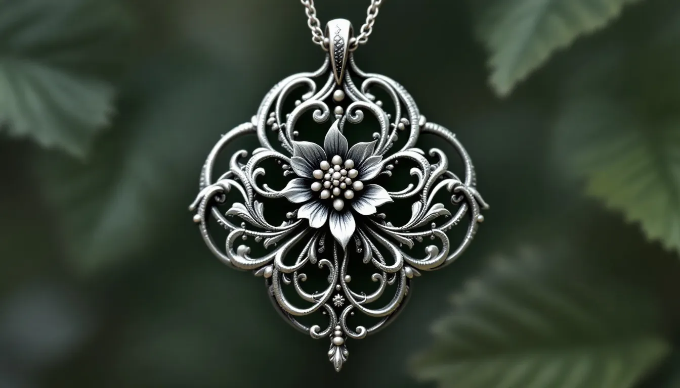 Un pendentif trèfle en argent, symbolisant la chance et la prospérité.