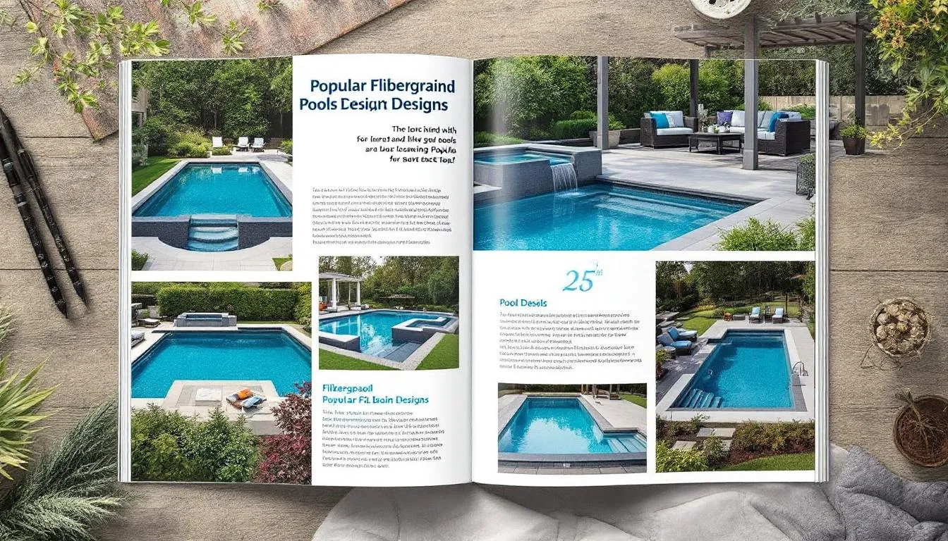 Popular fiberglass pool designs displayed in a serene setting.