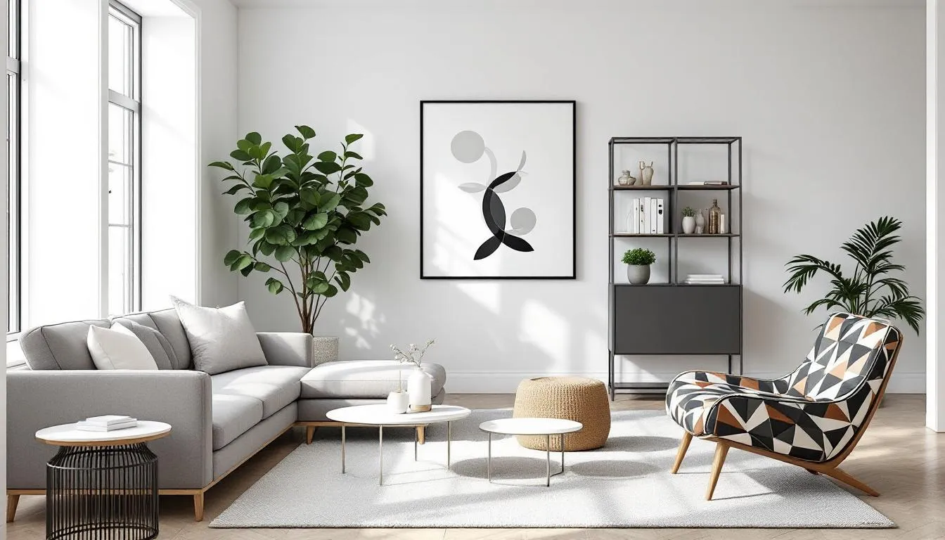 A stylish living room featuring inexpensive IKEA items that blend with designer furniture.