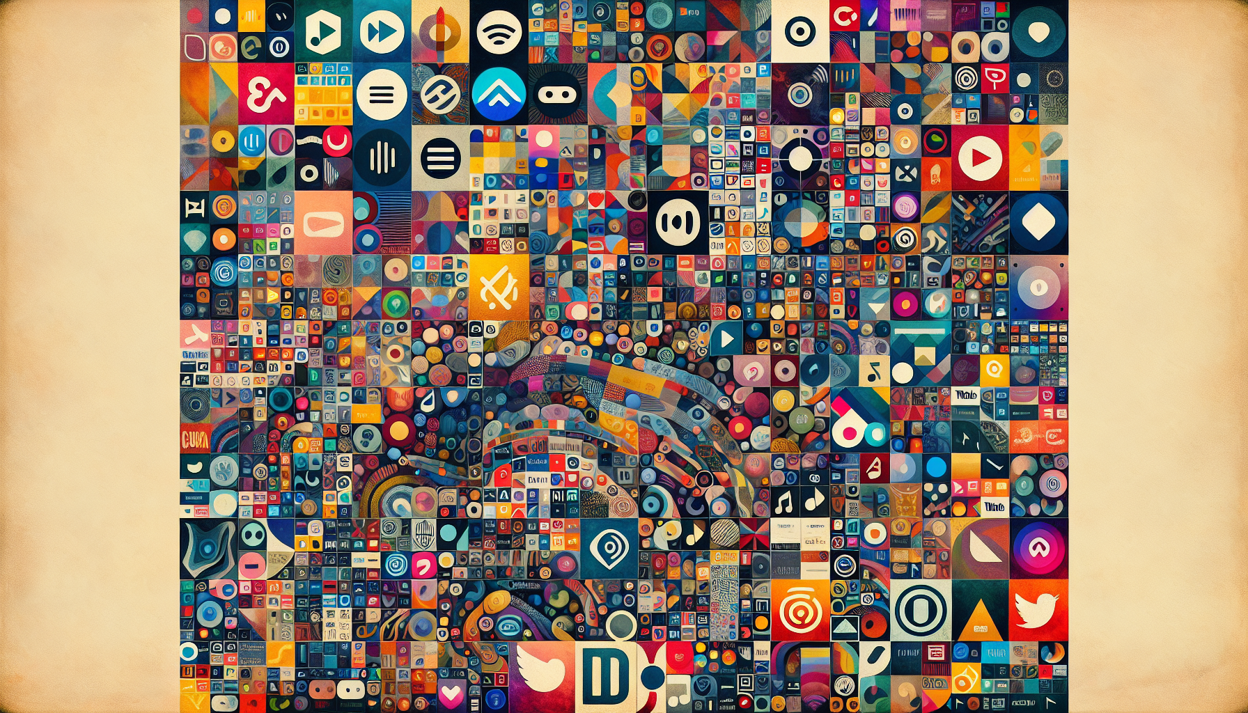 A collage of music streaming service logos and icons representing the landscape of music streaming services