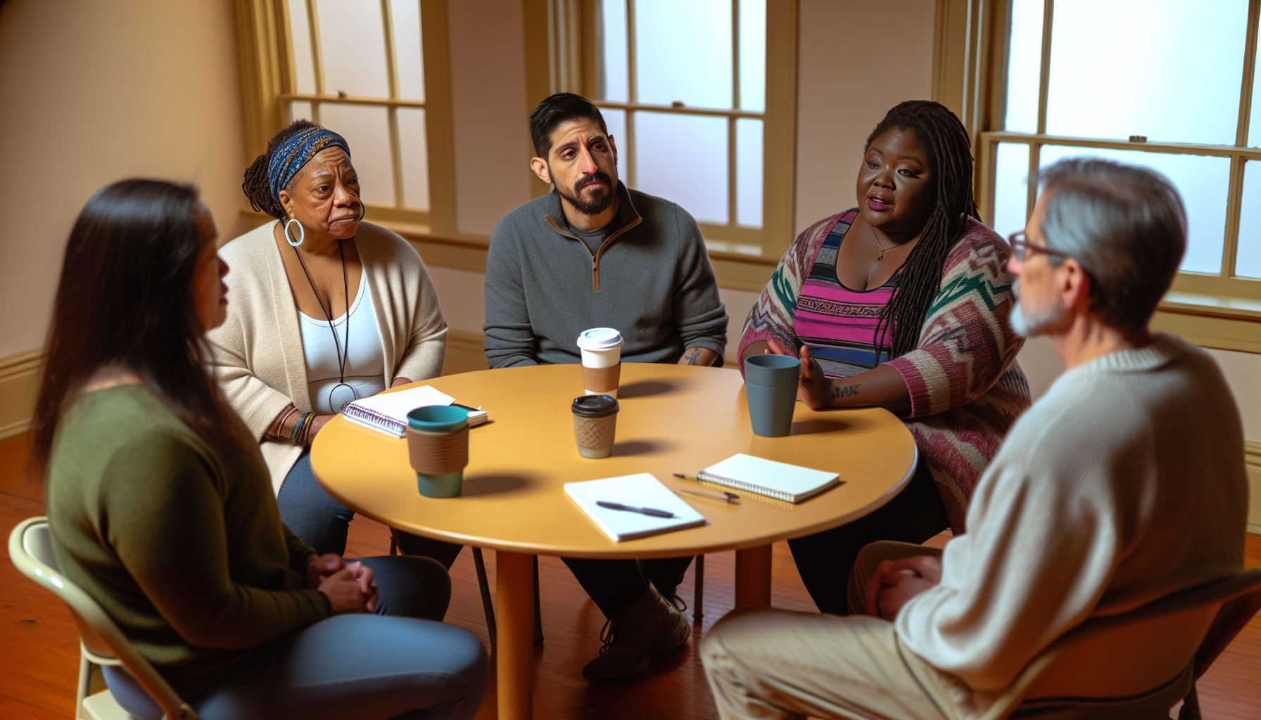 A photo of a support group meeting for cancer patients