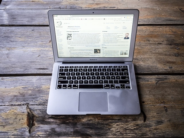 macbook, computer, table