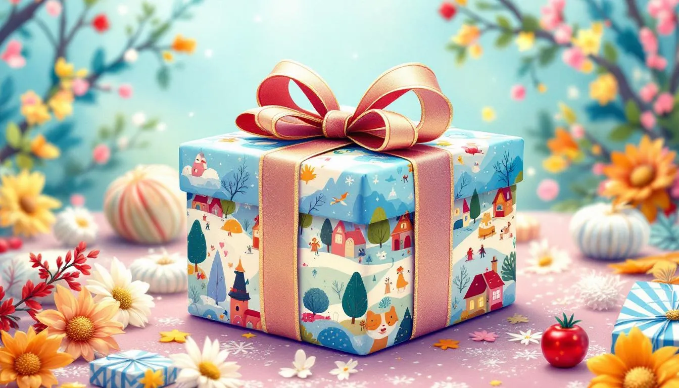 A beautifully wrapped gift using personalized photo wrap techniques, showcasing creative wrapping ideas to make your gifts stand out.