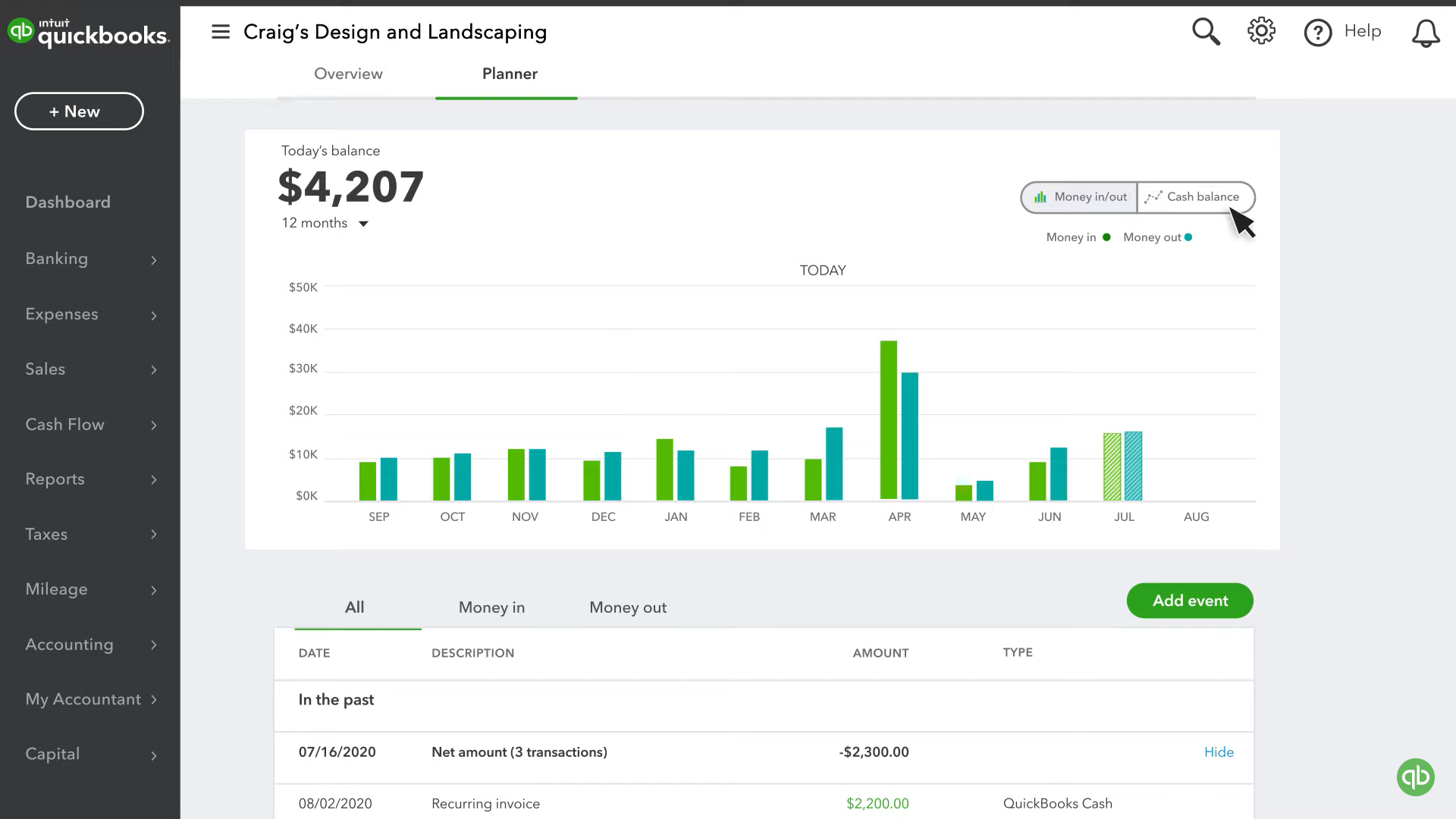 Cash flow management in QBO