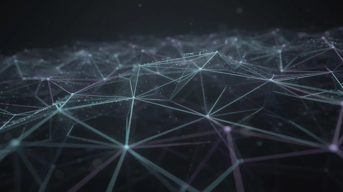 Das Bild zeigt ein abstraktes Netzwerk aus leuchtenden Verbindungslinien, das als Symbol für künstliche Intelligenz dient. Diese Darstellung verkörpert die Effizienz und Leistungsfähigkeit von KI-Technologien und deren Einsatz in Unternehmen, insbesondere im Kontext von offenen KI-Modellen und Plattformen.