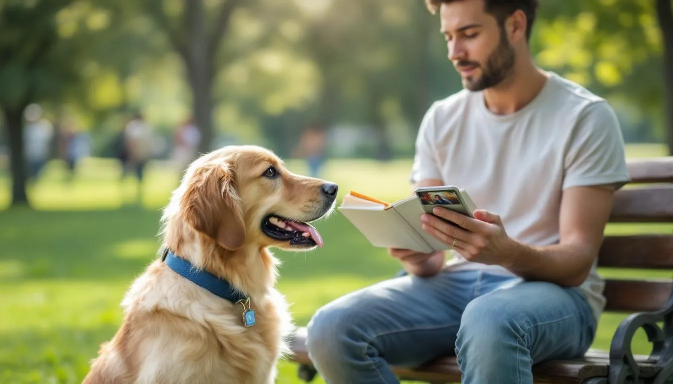 A pet owner is seen documenting their dog