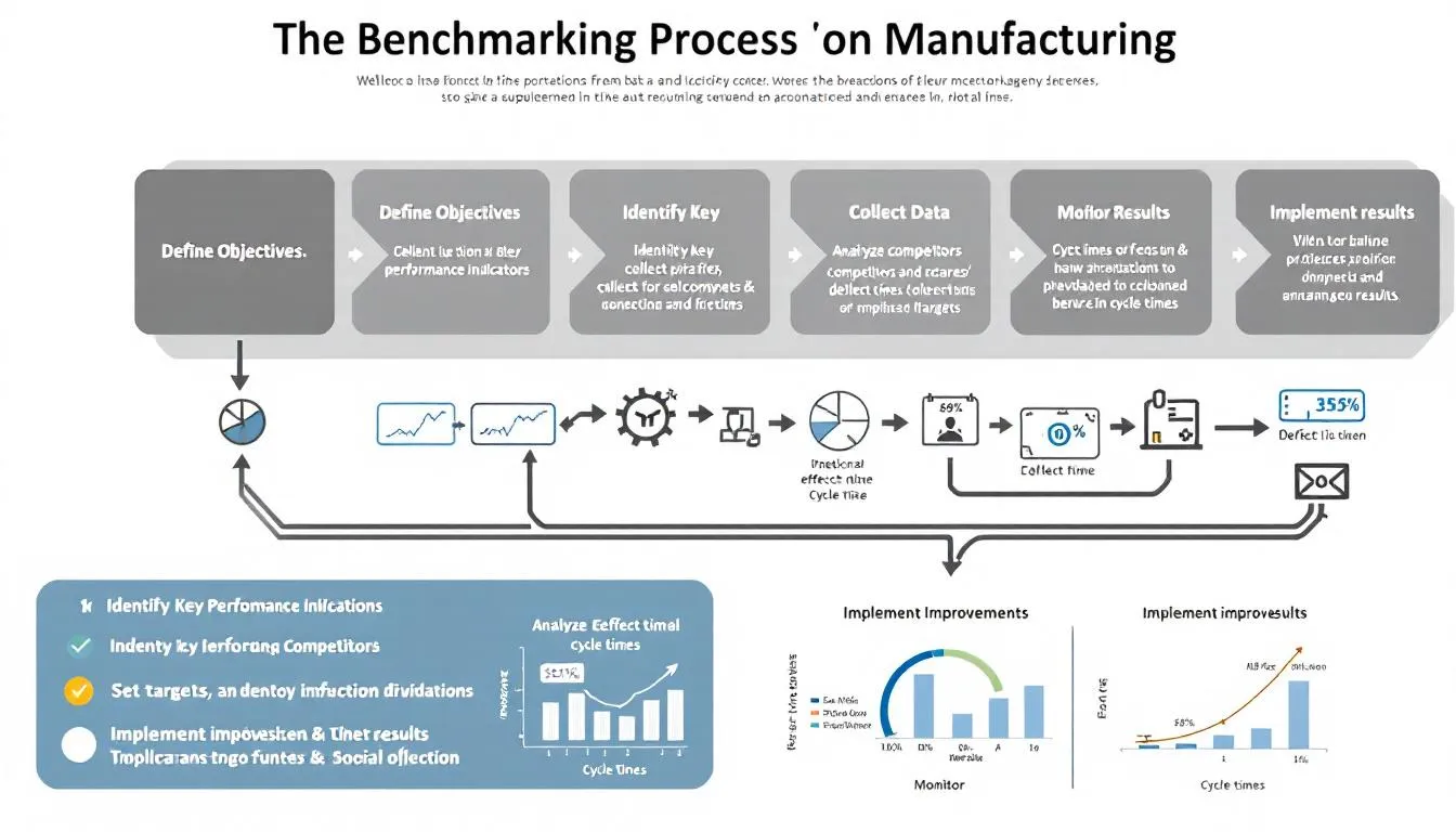 A step-by-step visual guide on how to implement a successful benchmarking process in manufacturing.