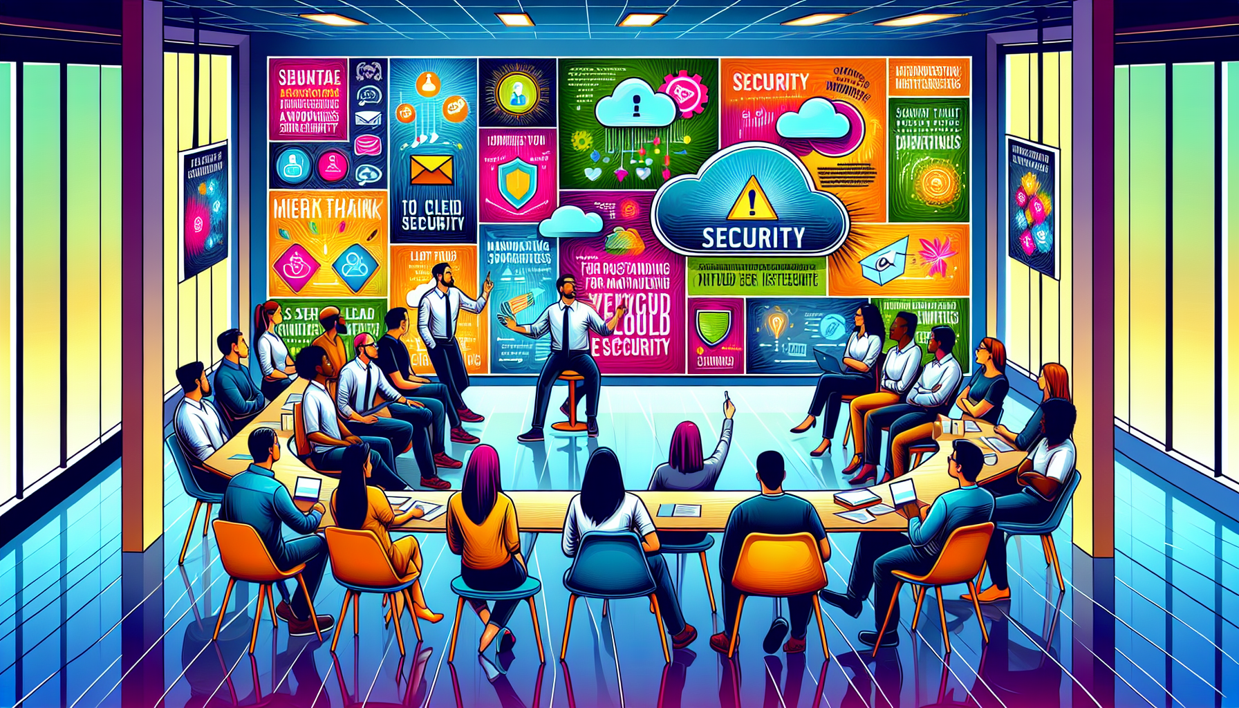 An illustration showcasing best practices for maintaining cloud security, emphasizing security awareness training.