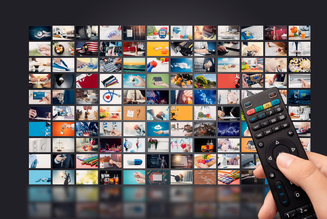 A person using a smart TV to access streaming services