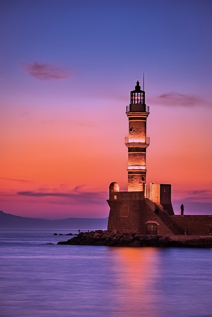lighthouse, sunset, coast
