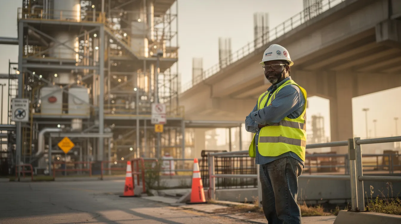 The image depicts a worker in a construction setting, symbolizing Louisiana's labor force. This representation highlights the importance of social security disability benefits and the role of administrative law judges in the appeals process for Louisiana claimants facing disability claims.