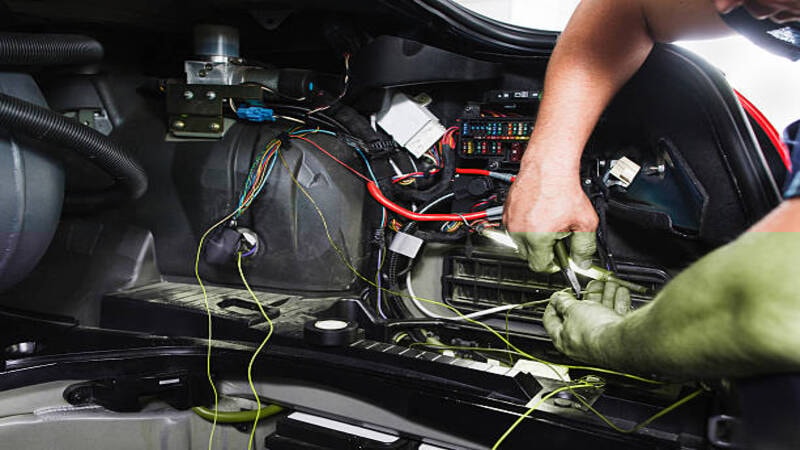 Car rear light assembly removed, showing separate brake and tail light wiring