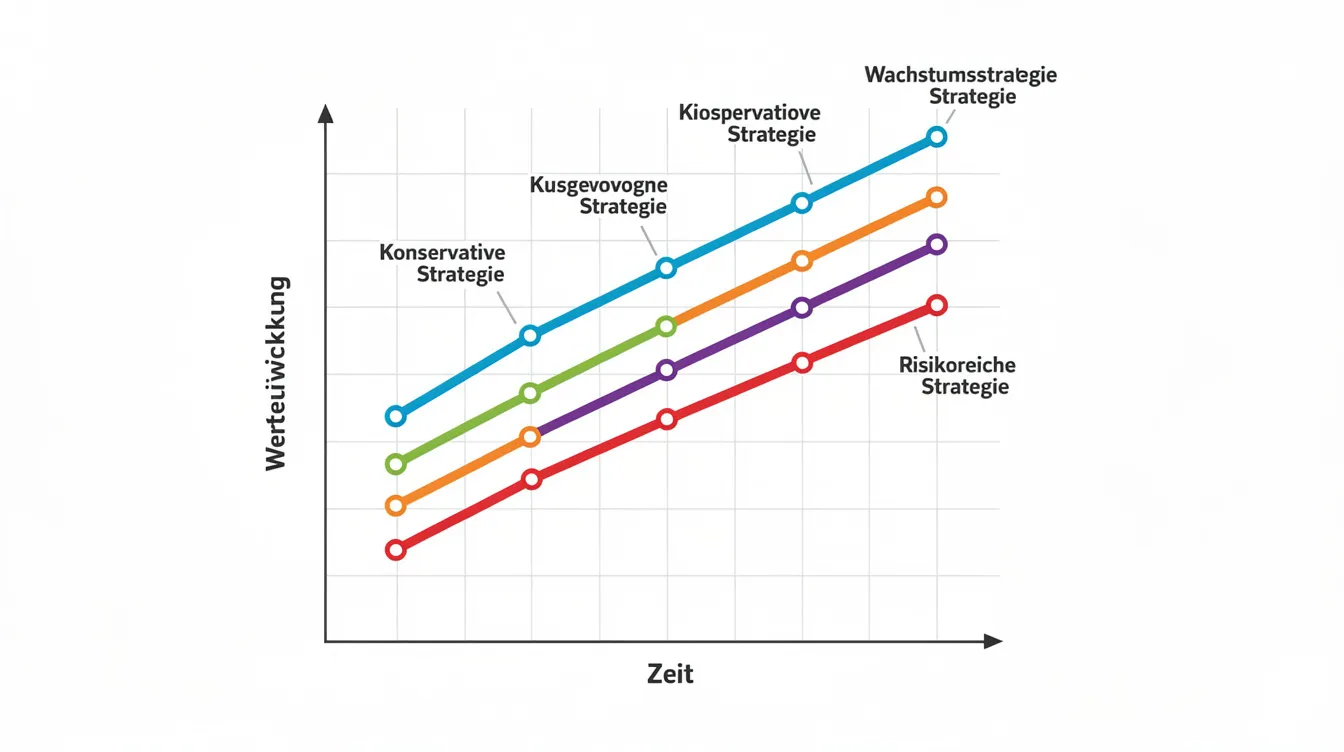 Das Diagramm zeigt verschiedene aufsteigende Linien, die unterschiedliche Anlagestrategien und Wachstumspfade symbolisieren, darunter ETFs wie den MSCI World Index und den FTSE All World. Es verdeutlicht die Chancen für Anlegerinnen und Anleger, durch ETF-Sparpläne und langfristigen Vermögensaufbau ihre finanzielle Zukunft zu gestalten.