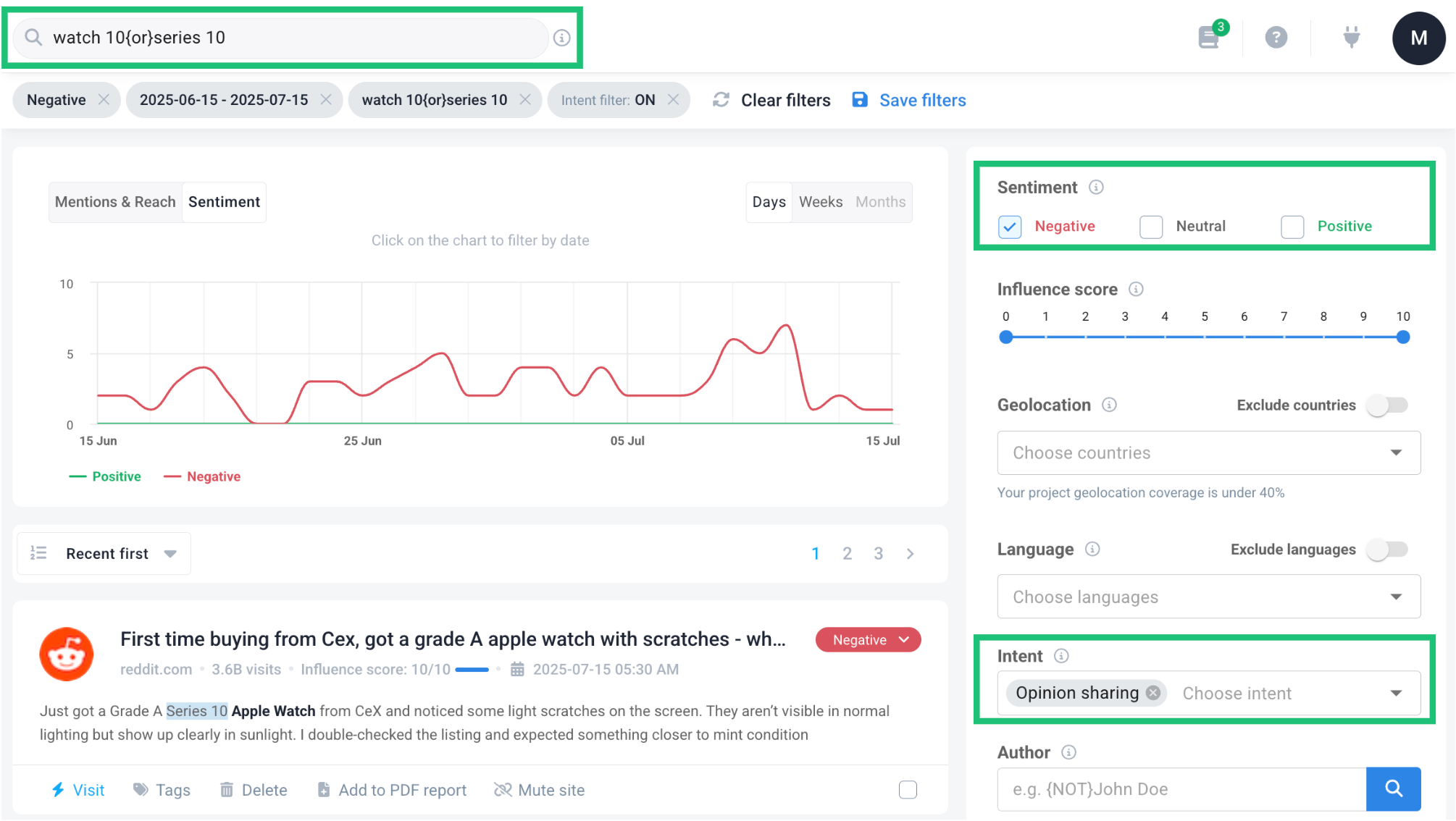 brand24 advanced filtering for competitor sentiment analysis