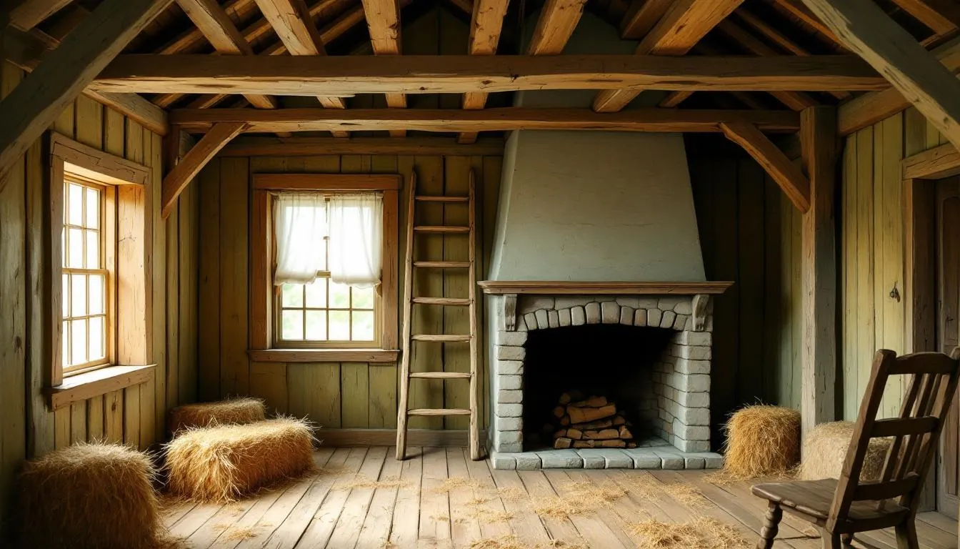 Design elements of an oak framed barn interior.