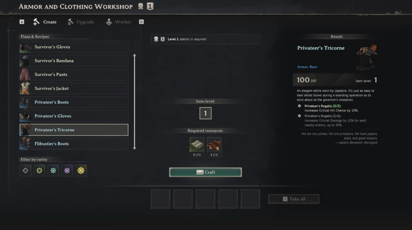 Windrose Armor Upgrades