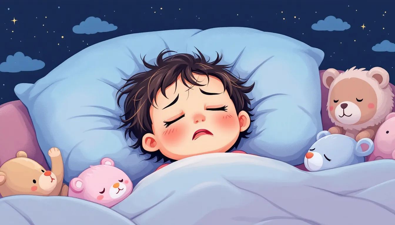 A visual representation of a child experiencing symptoms of pediatric obstructive sleep apnea.