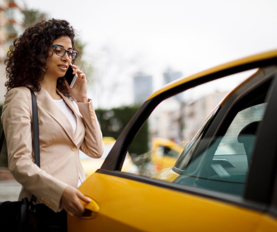 Taxis and ride-hailing services available at JFK Airport.