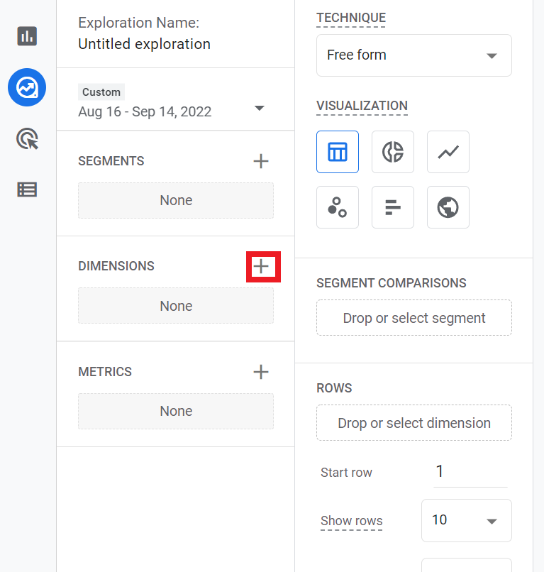 Clique sur le "+" dans l'onglet "Dimensions"