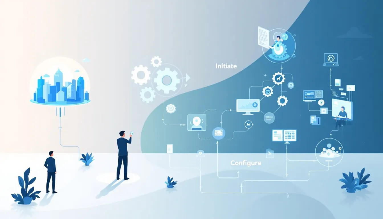 An illustration of the steps to get started with UKG workflow automation.