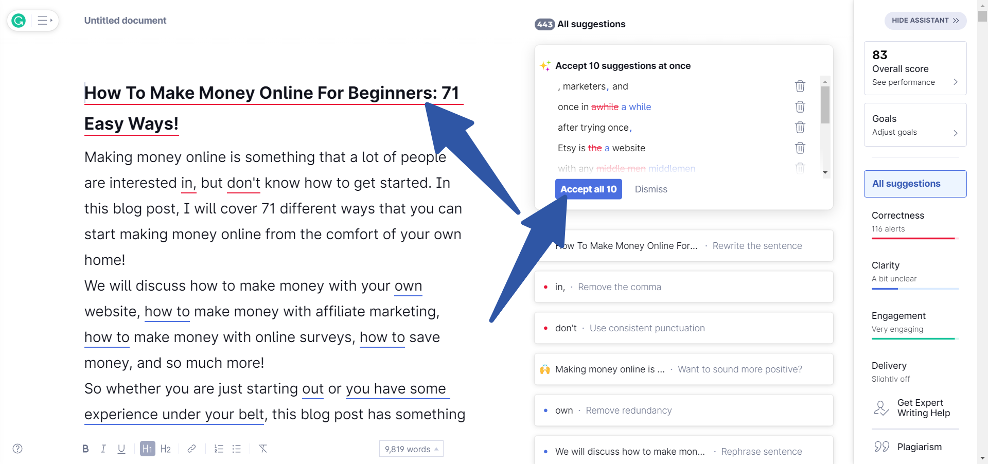 Detect errors - Grammarly