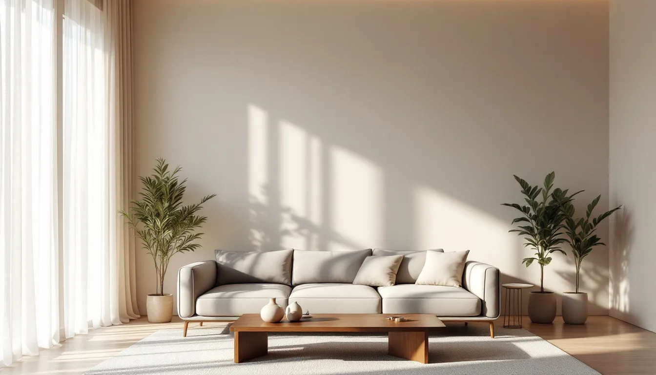 A spacious living area featuring a 3 seater sofa and decorative elements.