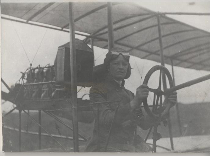 Bessica Raiche in her airplane.
